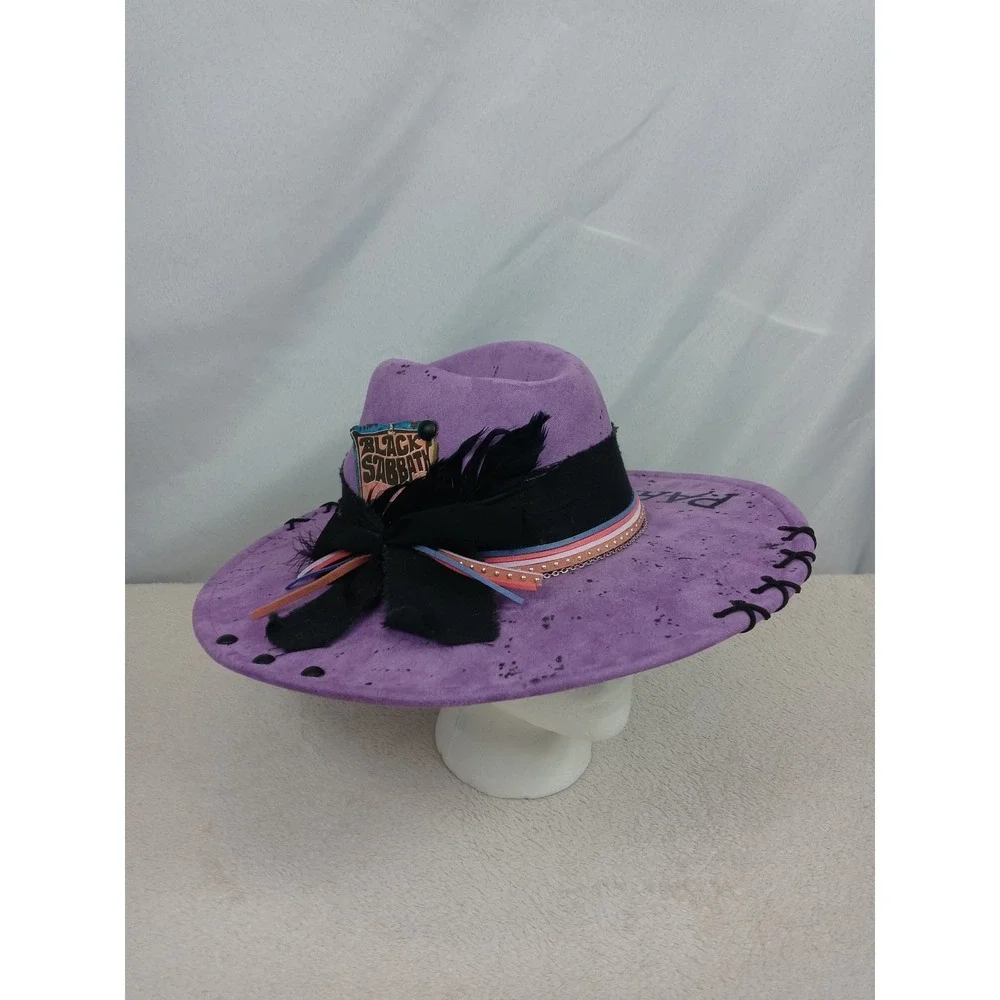 Custom‎ Black Sabbath Hat Paranoid Wide Brim Fedora Festival Rock Heavy Metal